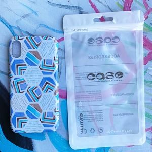 iPhone 6 Case Blue White Abstract Geometric Print Cover NEW